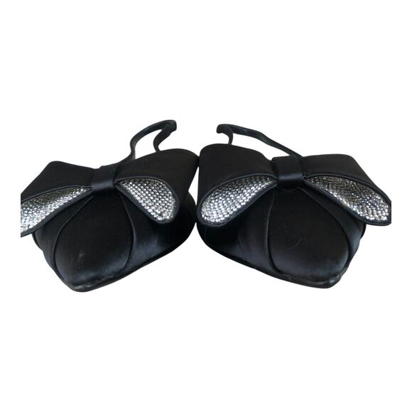 Express Women's Rhinestone Embellished Bow Pointed Toe Slip On Flats Black Sz 8 - Picture 4 of 10